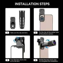 APEXEL 10-In-1 Smartphone Camera Lens Kit - HD Optical Lenses With Universal Phone Clip, Including 22X Telephoto Lens, 198° Fisheye Lens, Wide Angle Lens, And Macro Lens, Compatible With Most Phones - Black - View 6