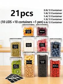 48pcs Airtight Food Storage Containers, Free Plastic Spaghetti Containers With Easy Lock Lids, For Kitchen Pantry Organization And Storage, Include LabelsHome Decor, Party Storage, Christmas Storage, New Year Storage - Black and White - View 12