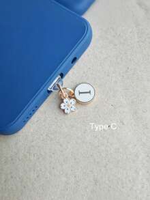 1pc Letter A/M & Flower Charm Phone Dust Plug For Type-C Interface Birthday Festival Gift - Multicolor - View 40