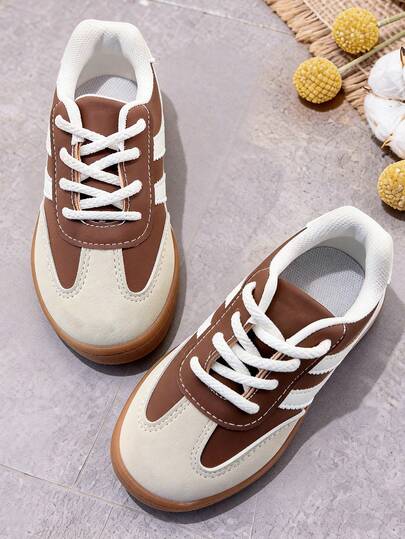 1 Pair Fashion Kids Sports Shoes, Boys' And Girls' Casual Sneakers, Contrast Color Design, Suitable For Daily Outing, Leisure Travel, Party, Spring/Summer Tourism, Elementary School Sports Shoes, Campus Sports Shoes