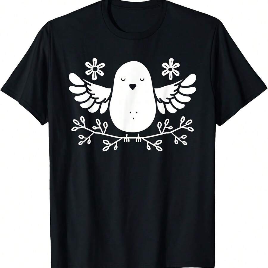 Bird All Of Peace Minimalist Simple T-Shirt - Green - View 1