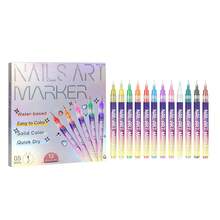 12pcs DIY Nail Art Painting Pens, Easy To Use For Multi-Occasion DIY Nail Art, Convenient Multicolor Nail Plate Outlining & Lining Pens - Multicolor - View 1