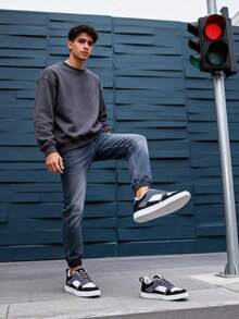 男士時尚簡約休閒運動鞋，防滑學生跑步鞋，帆布透氣運動鞋