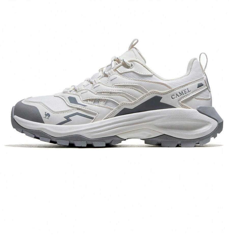 CAMEL CROWN 男士户外休闲鞋，骆驼昆仑山专业徒步鞋，秋冬情侣防滑运动鞋，户外徒步鞋，登山鞋 - 白灰 - 查看 1