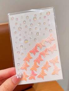 1/3件組美人魚蝴蝶純白色亮片舞台表演臉部飾品，珍珠貝殼蝴蝶水鑽臉部貼紙，自黏免膠水彩妝裝飾，優雅婚禮彩妝裝飾，萬聖節 - 彩色 - 查看 10