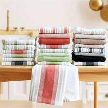 4条长方形（45.01*65.0厘米）家用厨房抹布，柔软吸水，干湿两用，厨房茶巾，丝带包装，适合作为感恩节礼物，也可作为感恩节农舍风格餐桌装饰。 - 彩色 - 查看 4