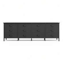 5 Drawer Dresser Bedroom, 39.4 Fabric Chest Of Drawers With Wooden Top, Storage Organizer Closet, Hallway & Living Room, Rustic Brown - 黑色 - 查看 6