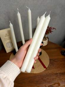 3pcs (25cm X 2cm) Long Stem Scented Candles, 8-Hour Burn Time, Soy & Paraffin Wax With Sandalwood Fragrance, Home Decor, Kitchen Ambiance, Gift For Valentine's Day, Ramadan, Winter Solstice, Friends - White - View 8