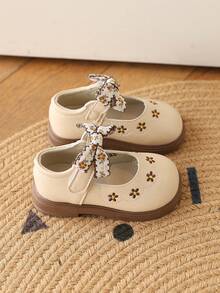 1双女童花朵蝴蝶结软底童鞋，春秋季 - 杏色 - 查看 5
