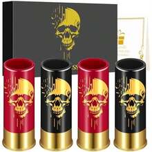 Skull Plastic Shot Glasses Bulk Set Of 4 With Gift Box, 12GA Small Bullet Shot Cups, Christmas Shot Glasses For Whiskey Vodka Liquor, Christmas Gifts Gothic Gifts For Men Women, Black+Red - 黑色+紅色 - 查看 2