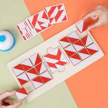 木制配对积木拼图积木玩具，益智木制拼图玩具，适合儿童 - 彩色 - 查看 5