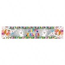1pc Easter Decorative Table Runner, 180cm X 33cm/70.8" X 12.9", Easter Joyful Party Table Decor, Rabbit & Egg Pattern Home Kitchen Decor, Durable Polyester Material, Holiday Party Supplies, Easter Decoration Party Supplies. - Multicolor - View 6