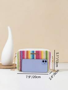 1pc Girls' Fashion Crossbody Bag & Coin Purse, Minimalist Metal Chain Strap, Suitable For Various Occasions - Multicolor - View 2