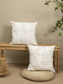 1件/2件套米色城堡月亮刺绣抱枕套，中东节日氛围毛绒抱枕套，波西米亚风格客厅/卧室沙发装饰枕套，适合作为开斋节礼物，日常休闲露台床头板抱枕套，四季皆宜，不含枕芯，45*45厘米 - 彩色 - 查看 7