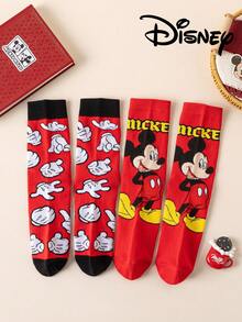 Disney 3双装正品男士袜子，绣有可爱的米奇一家卡通人物图案，中筒袜，趣味十足，适合各种场合，高品质礼品袜 - 彩色 - 查看 6