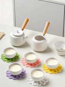 1pc Silicone Daisy Shaped Trivet Mat, Heat Resistant Pad For Hot Pots And Pans, 6.7 Inch Diameter, Washable - Multicolor - View 10