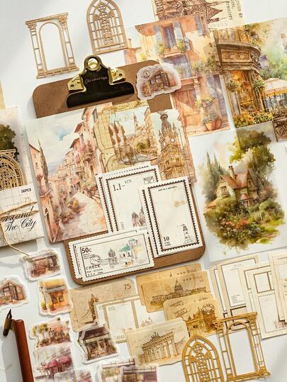 56 pièces Papier de papeterie vintage, papier décoratif rétro DIY pour scrapbooking, cadeau de vacances, matériel de collage fait main, fournitures scolaires créatives pour la planification de scrapbooking personnalisé