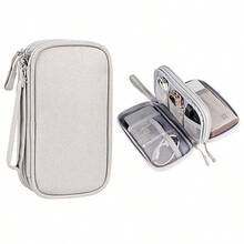 Dual-Layer Storage Bag, Waterproof Electronic Organizer Pouch For Cables, Earphones, Chargers, Phones, Hard Drives, USB Drives, Multi-Function Storage - Multicolor - View 9