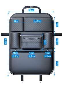 PU Leather Car Back Seat Organizer With Tissue Box Holder, Cup Holders, Hooks & Anti-Kick Mat - Multifunctional Backseat Storage Bag - Multicolor - View 8