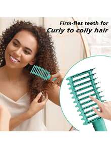 1pc Curl Defining Vented Hair Brush, Shaping And Styling Brush For Curly Hair, Detangling Brush For Wet Or Dry Hair, Suitable For All Hair Types ,Hair Styling Kit ,Hair Tool For Barber Salon Home Beauty Travel Essential,Hair Products,Hair Cares, Hair Brush Hair Accessories - Multicolor - View 4