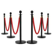 Barandillas con Cuerdas de Terciopelo Negro + Alfombra Roja de 26 Pies, Postes de Acero Inoxidable para Control de Multitudes, Ideal para Bodas y Eventos - 6 - Ver 7