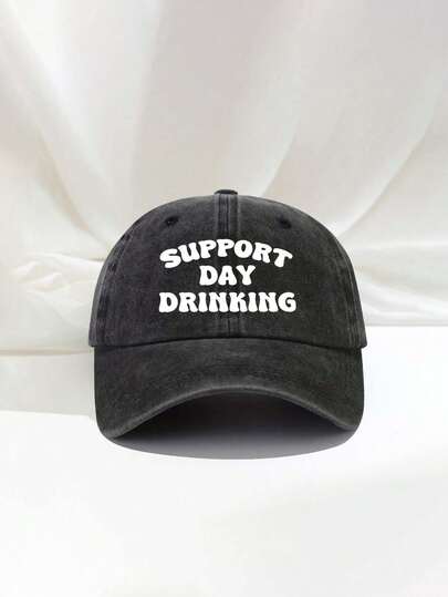 1件复古水洗字母印花棒球帽，轻便舒适，非常适合度假、旅行、日常穿着、聚会和户外探险。