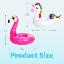 Joyfy 2-Pack Flamingo Unicorn Pool Float - Fun Beach Floaties, Inflatable Swimming Pool Tubes Party Toys, Lake Beach Floaty Swim Rings Summer Pool Raft Lounger For Adults & Kids - Multicolor - View 7