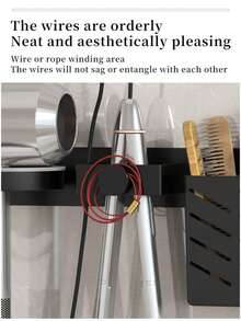 No-Drill Wall-Mounted Hair Dryer Space-Saving Bathroom Storage(Rack No Drilling)-Suitable For Home And Salon Use Modern Plastic Hair Dryer Storage Rack With Cord Hook,For Bathroom Storage,Space-Saving Hair Dryer Stand,Practical Hook - Multicolor - View 8