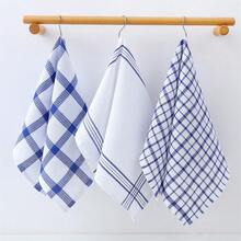 3/6/9pcs Cotton Blend Blue Plaid Kitchen Placemats, Easy To Clean Dishcloth, Multipurpose Cleaning Cloth, Dish Towel - Blue - View 4