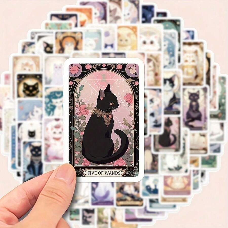 78 Cat Tarot Cards Waterproof Graffiti Stickers Can Decorate Computers, Mobile Phones, Laptops, Water Bottles, Helmets, Guitars, Suitcases - Nhiều màu - Xem 1