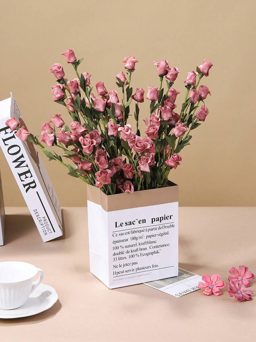 1/2支人造多头玫瑰，18.7英寸泡沫玫瑰花束，适用于室内/室外装饰、餐桌摆饰、婚礼装饰、插花、房间/家居装饰、花园装饰、情人节派对装饰 - 彩色 - 查看 1