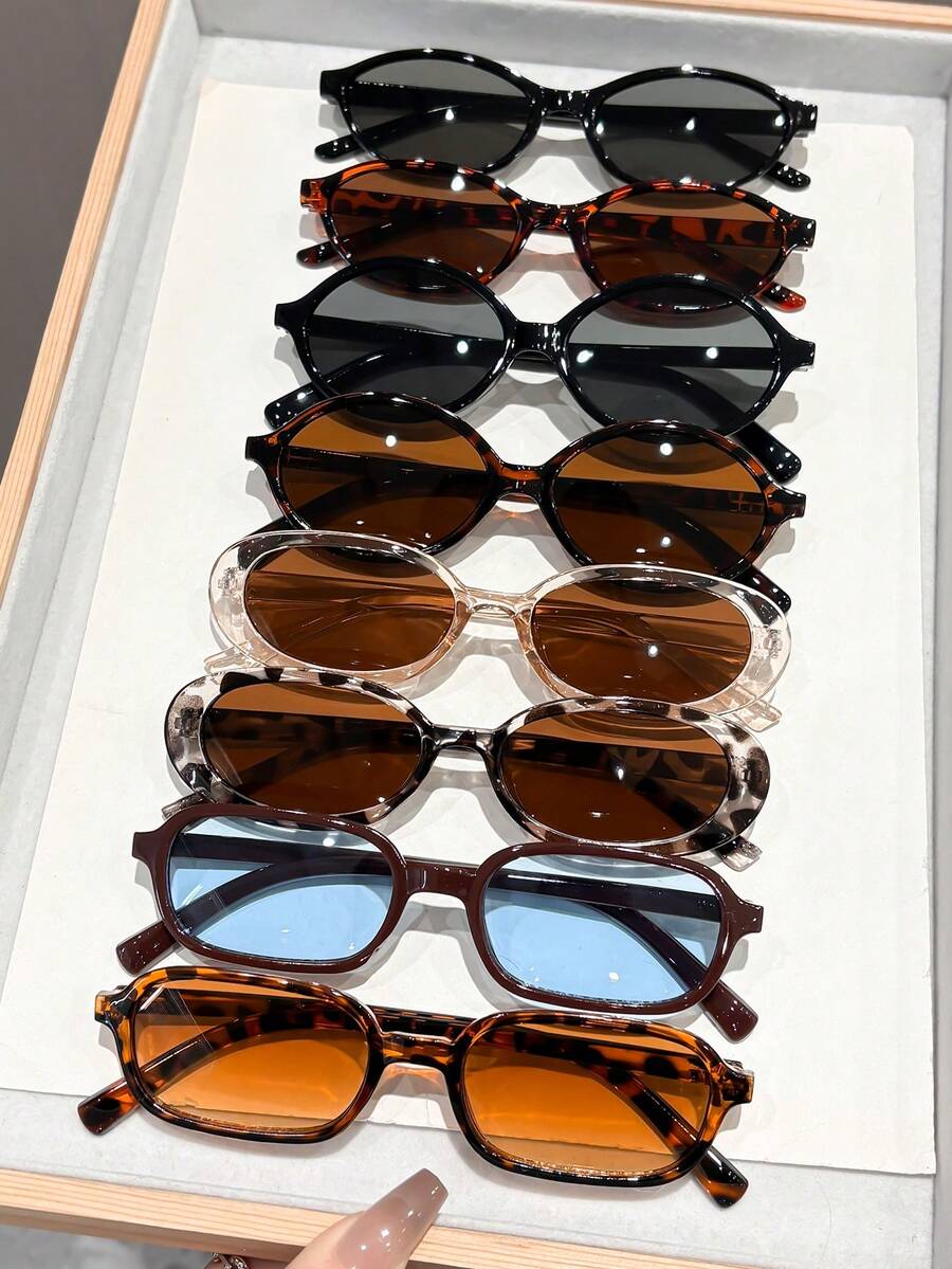 8 buc ochelari de vedere cu ramă pătrată pentru femei, stil stradal, elegant, futurist, la modă, pentru activități casual în aer liber, ținute de întâlniri, petrecere a burlacilor, accesorii de plajă - Multicolor - Vizualizare 1