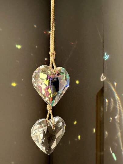 2pcs Heart Crystal Sun Catchers, 4 Styles Hanging Crystals, Hanging Suncatchers Rainbow Maker For Windows, Balcony, Kitchen, Garden Decoration, Mother's Day Gift,Home Decor ,Room Decor,Wall Decor Gifts Birthday Graduation