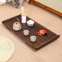 Mesita japonesa de pie para el suelo, mesa auxiliar pequeña y mesita de café, mesa alta para meditación, mesa baja con patas plegables, bandeja de madera para cama o portátil - Marrón - Ver 6