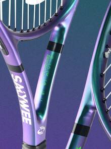SALYWEE Chameleon Pro Tennis Racket - RaceRun Max | Carbon Fiber & Aluminum Alloy | Sparkling Finish | Pre-Strung 55lbs & Grip | Lightweight | Unstrung Weight 295±5g | Ready To Play All-In-One Kit (1 Racket + Bag + Balls + Overgrip) - Multicolor - View 10
