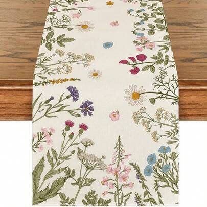 Flowers Spring Table Runner | Seasonal Kitchen Dining Table Decoration For Home Party Decor, 13x72 Inch