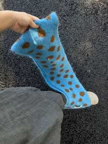 1 件装时尚撞色波点针织围巾，柔软保暖的抓绒内衬，适合女性、学生和冬季佩戴 - 圓點 - 查看 6