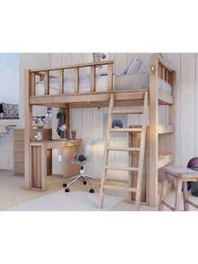 Planos impresos DIY de cama litera doble con escritorio y almacenamiento: proyecto impreso de carpintería fácil para principiantes - 1 - Ver 2