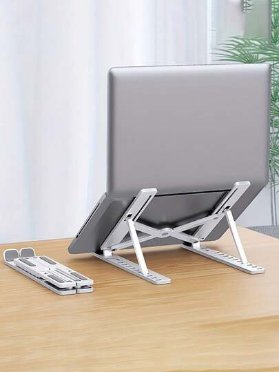 1pc Foldable & Adjustable Plastic Laptop Stand, Portable Laptop Riser Cooling Pad, Suitable For 10-15.6 Inch Laptops And Tablets, 10 Angle Adjustable, Desk Top Computer Accessory, Back To School Gift