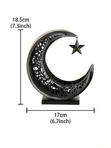 新月形烛台，伊斯兰风格锻铁空心烛台装饰，阿拉伯风格桌面烛台，奢华浪漫婚礼装饰，桌面装饰，空心香炉，家居装饰，手工艺品，烛台 - 彩色 - 查看 17