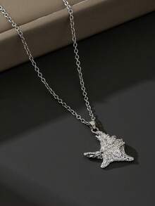 1件简约时尚沙滩度假百搭通勤海洋生物海星贝壳仿珍珠吊坠项链，男士，情人节 - 銀色 - 查看 11