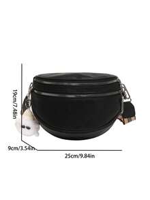 1pc Women's PU Leather Square Bag/Box Bag/Shoulder Bag/Crossbody Bag, With Adjustable Strap, Scratch-Resistant And Durable, Can Hold Passport, Cash, ID, Credit Cards, Lightweight And Portable, Suitable For Commuting, Shopping, Daily Use, Fashionable Solid Color (Excluding Pendant Accessories) - Black - View 6