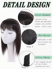 Hairband With Choppy Bangs, One-Piece Hair Extension For Women, Covering Gray Hair, Adding Volume, And Straight Bangs. - Multicolor - View 3