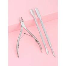 3pcs Stainless Steel Nail Cutter Clipper Cuticle Nipper Set With Dead Skin Pusher Nail Remover Tools,Nail Supplies,Nail Tools,Nail Art Tools,Back To School,Nails,Nail Tools For Press On Nails - Bạc - Xem 7