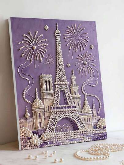 1 Set DIY Pearl Painting, Size 30x40cm, Paris Eiffel Tower Art Painting, Creative Decorative Painting, DIY Handmade Pearl Inlay Painting, Comes With Self-Adhesive Pearls, Suitable For Home Decor, DIY Hobbyists, Friend Gifts, Frameless