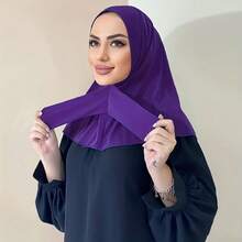 优雅女士可调节透气头巾帽 - 轻便穆斯林头巾帽，带纽扣，适合日常和特殊场合 - 彩色 - 查看 10