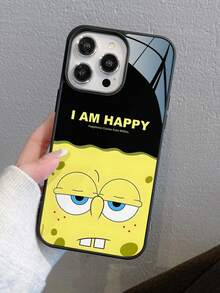 SPONGEBOB 1个亚克力卡通海绵宝宝标语图案全包防震手机壳，兼容 17/16/15/14/13/12/11 Pro Max及其他型号 - 彩色 - 查看 2