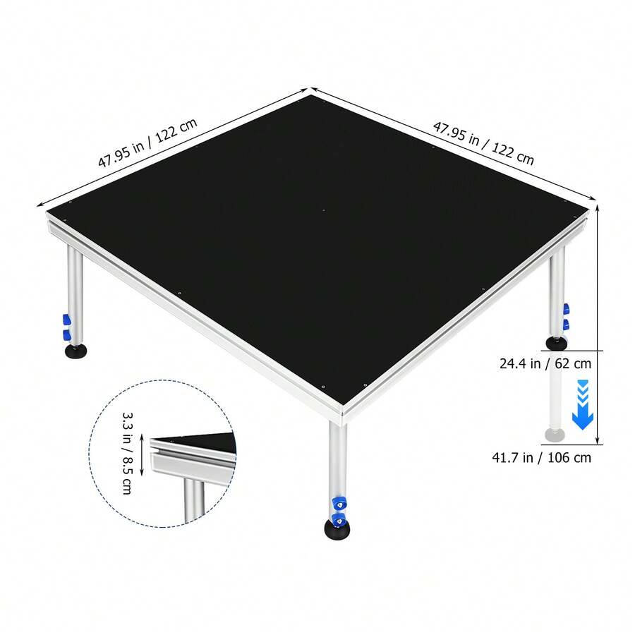 Stage Platform: 4x4 Feet Aluminum Alloy Stage Platform - Adjustable Height Folding Modular Riser For Events Weddings Concerts And Performances - Multicolor - View 1