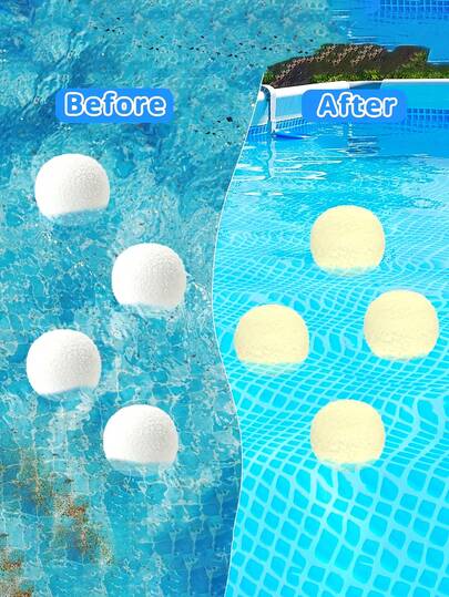 1/2/3pcs Floating Pool Cleaning Balls, Reusable 2.76-Inch Pool Cleaning Balls Rapid Water Absorption Efficient Reusable For Swimming Pool, SPA And Hot Tub Scrubbing, Suitable For Sand Filter System, Absorbing Floating Debris, Oil And Fine Particles, Washable Textured Surface Design