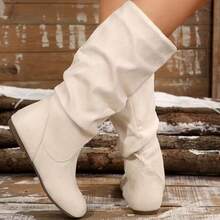 New Autumn And Winter Thick-Heeled Long Boots, Not Above The Knee Brown Skinny Boots, Maillard High-Heeled Boots, Black Classic All-Match Fashion Boots, Women's Mid-Calf Boots, Knight Boots, High Boots - 米色 - 查看 4